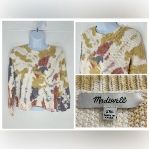 Madewell Tie Dye Westford Wide Sleeve Boxy Crop‎ Pullover Sweater Knit Size XXS
